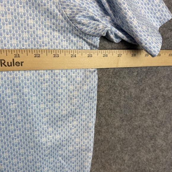 Peter Millar Polo Shirt Mens XL Blue Wine Corkscrew Print AOP Golf Performance - Picture 9 of 10